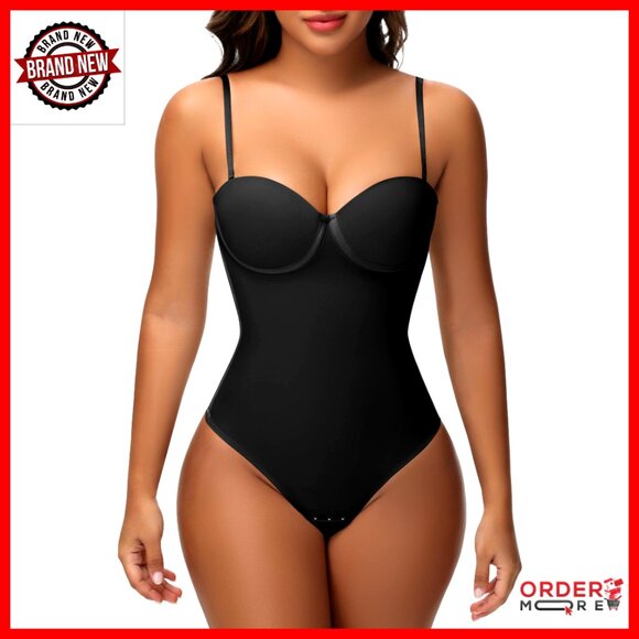 Strapless Shapewear Bodysuit Tummy Control V Neck Thong Body Shaper Corset